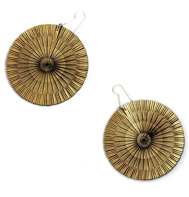 Gold leather laser cut earring