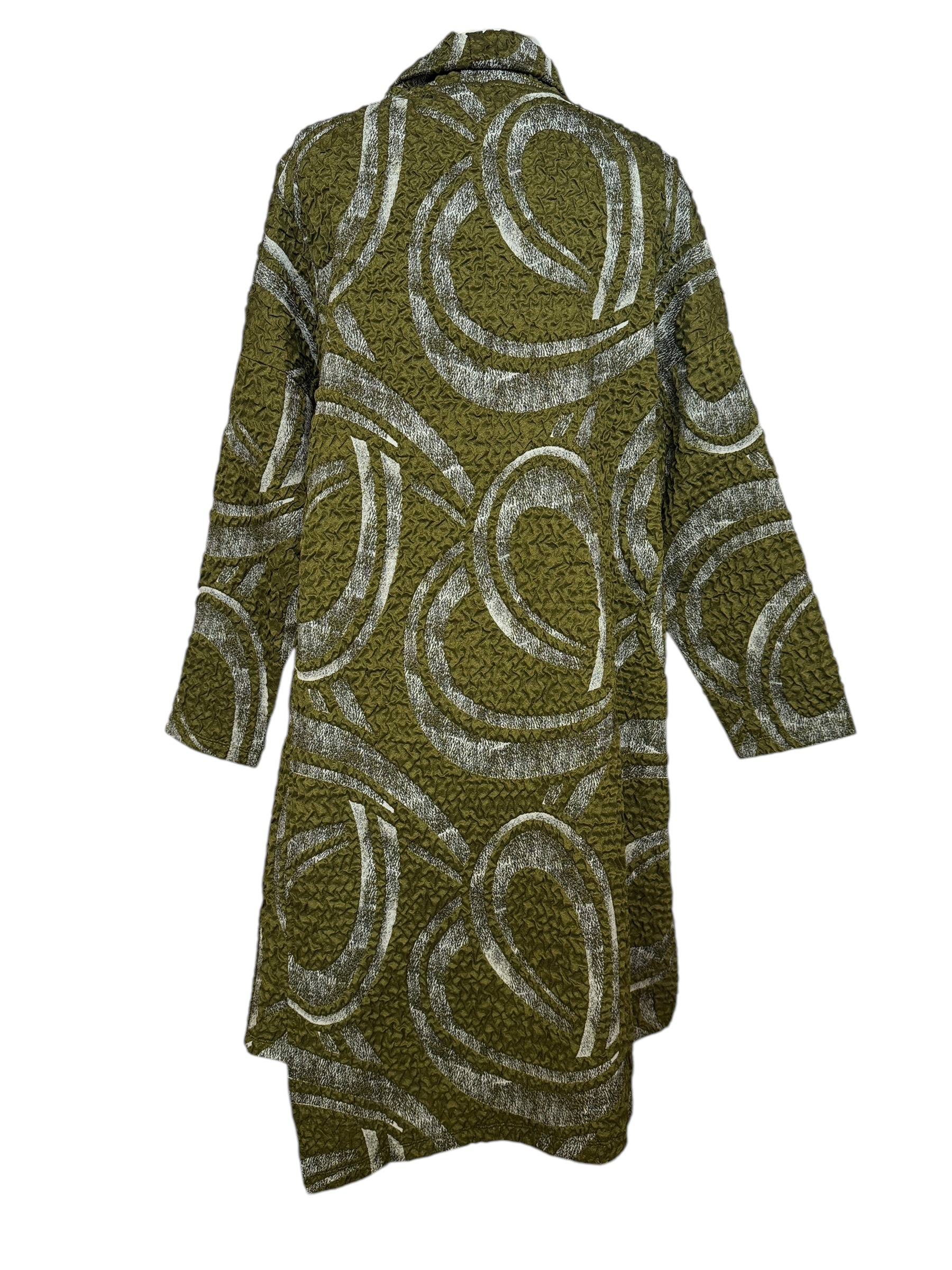 Back view green jacquard dress/tunic with one pocket