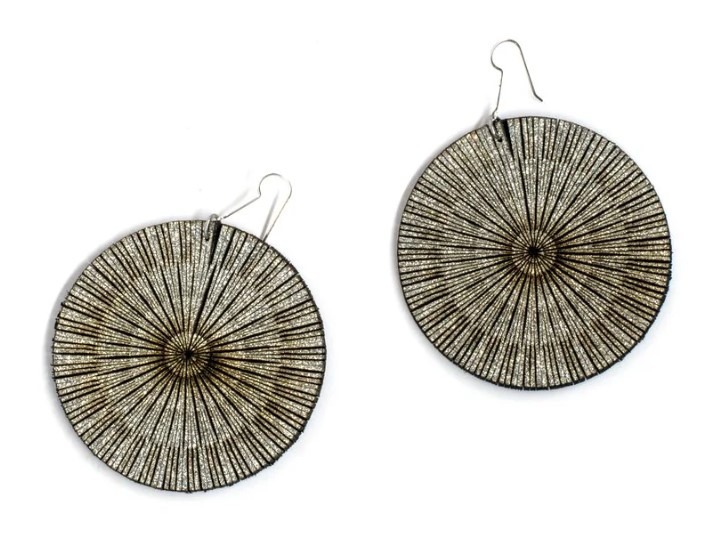 Sparkle leather laser cut earring