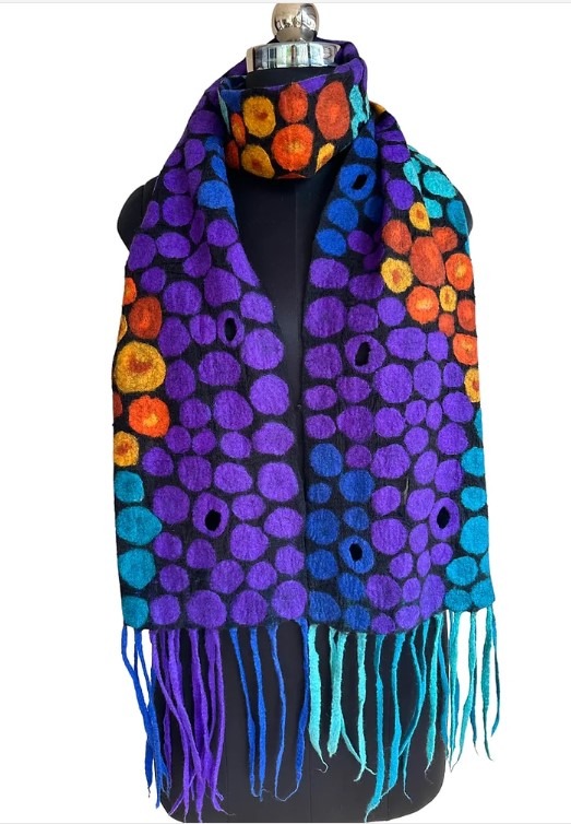 Multi colored felted wool scarf