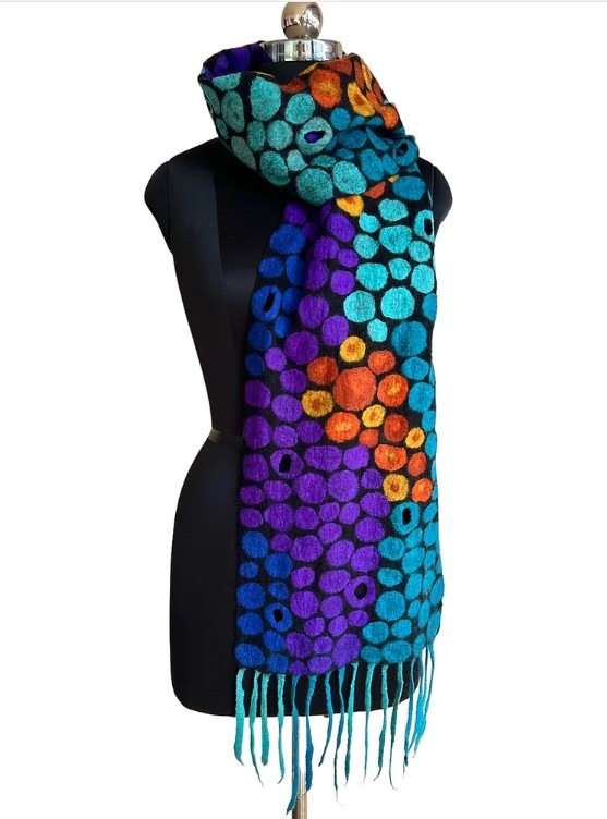 Multi colored felted wool scarf